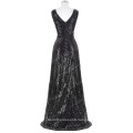 Kate Kasin Sleeveless V-Neck Long Black Shining Sequined Prom Dress KK000199-4